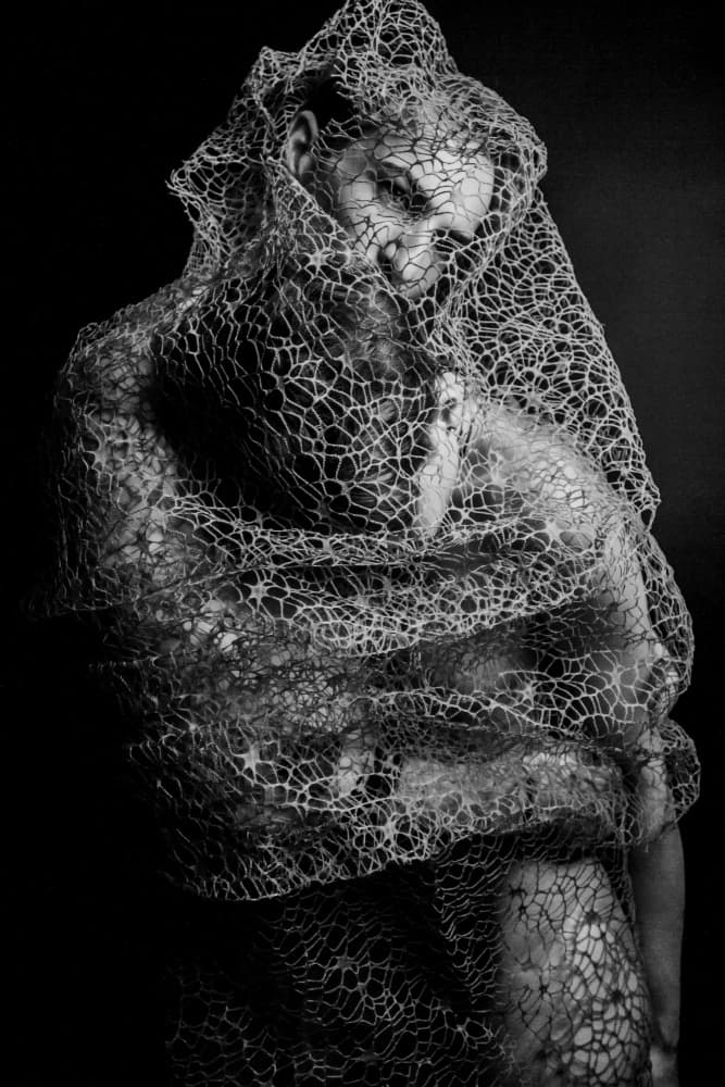 Veiled Figure Portrait by Bogdan Bouşcă — canvas wall art