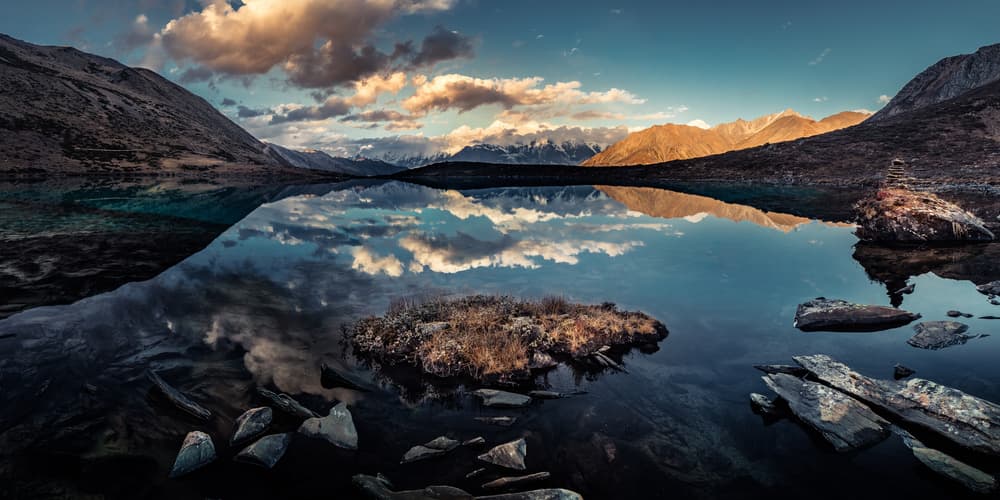 Serene Mountain Lake by qiye — canvas wall art