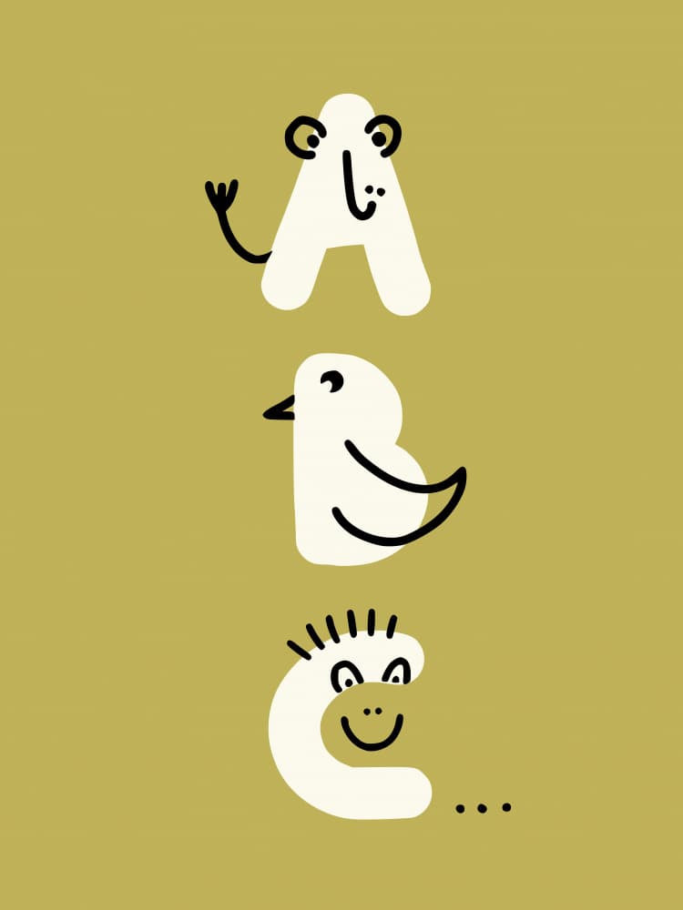 Whimsical ABC Characters by Annick — canvas wall art
