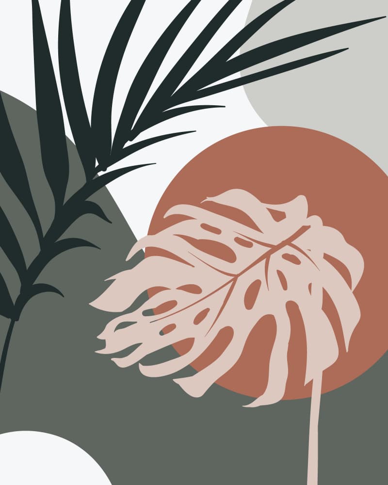 Monstera Palm Earthy Shapes by KsanaKalpa — canvas wall art