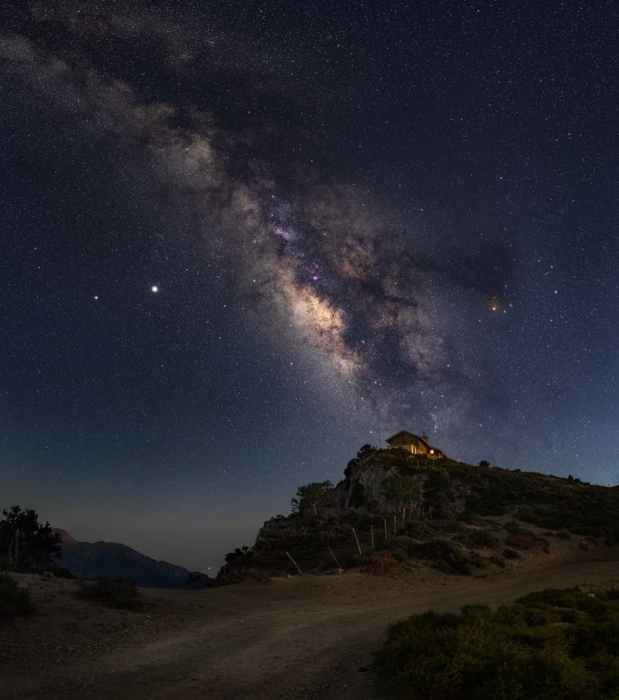 Milky Way Mountain House by Martin Strouhal QEP — canvas wall art