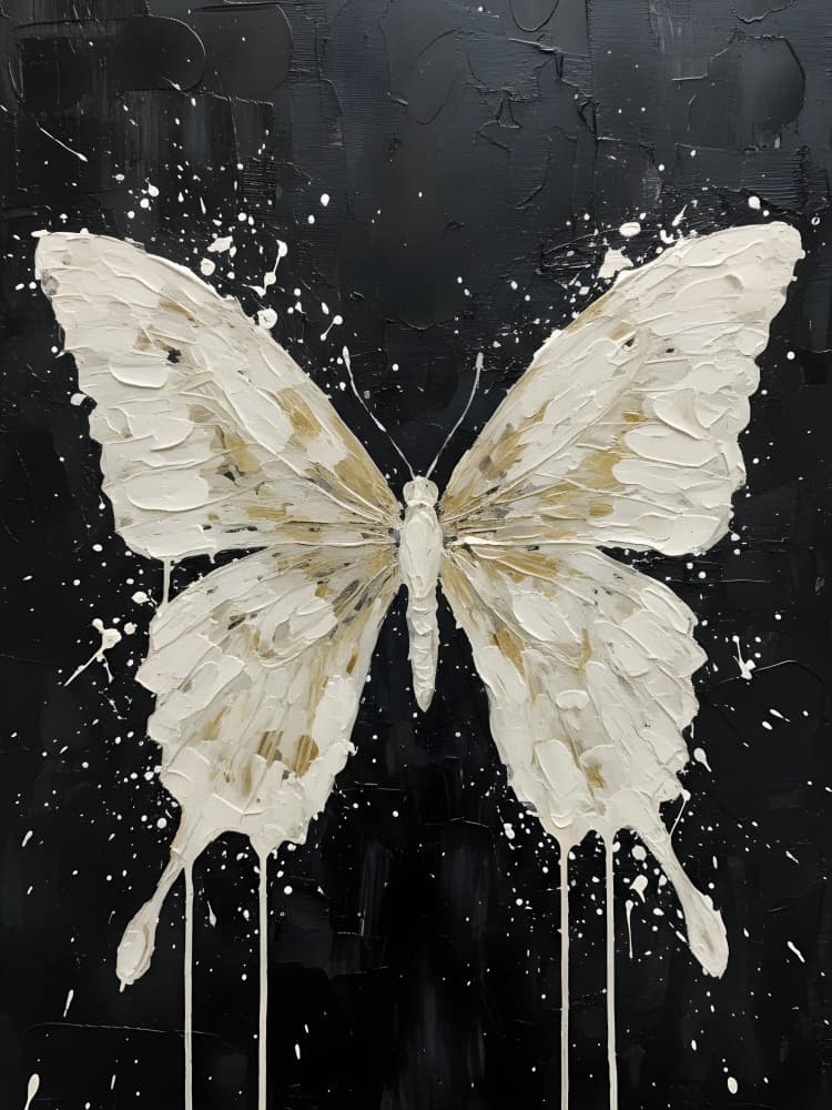 Textured White Butterfly by HUGO — canvas wall art