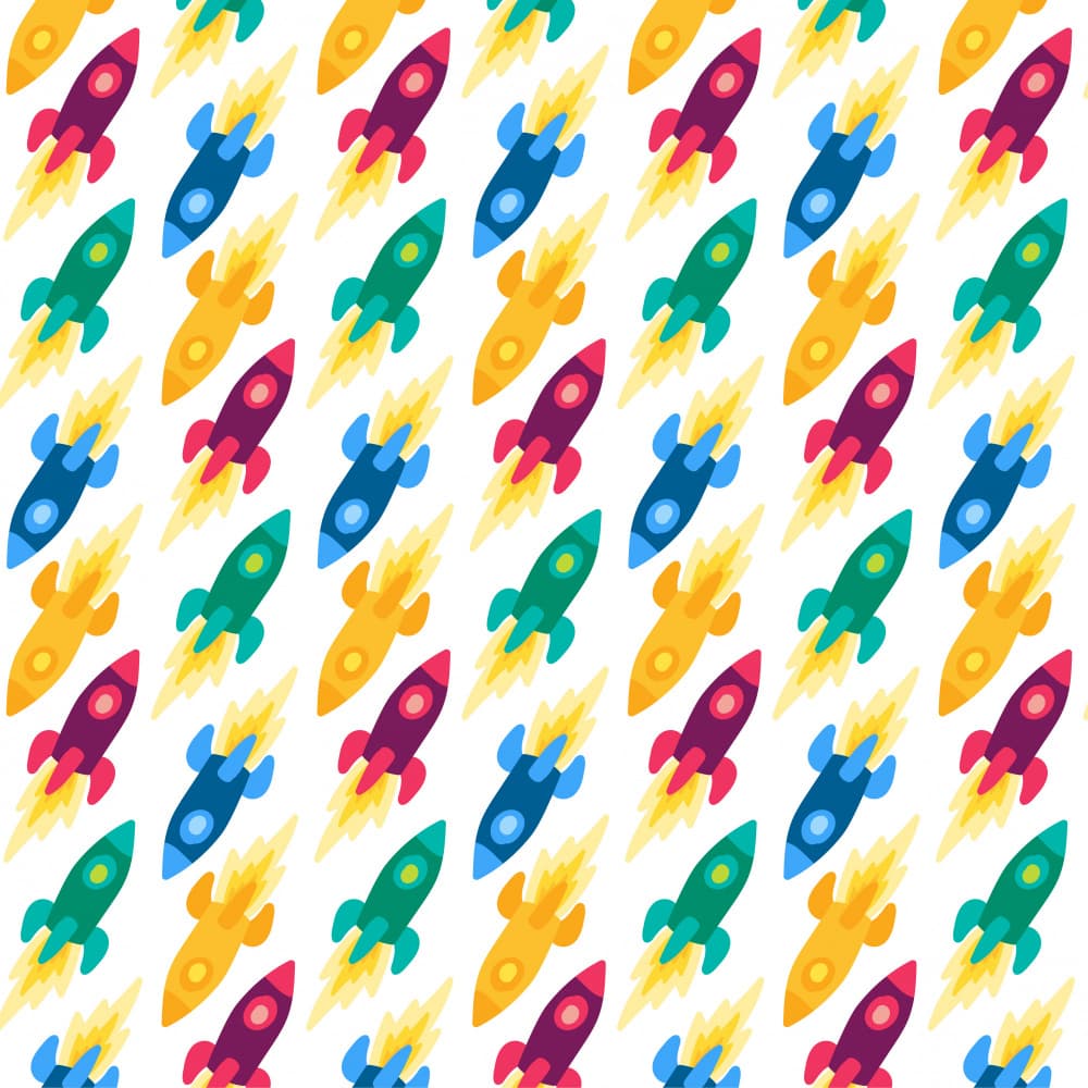 Vibrant Rocket Pattern by Marika Barsrsind — canvas wall art