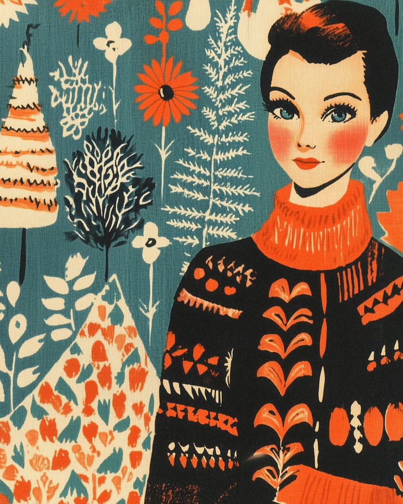 Woman In Folk Sweater by Pictufy Studio IV — canvas wall art