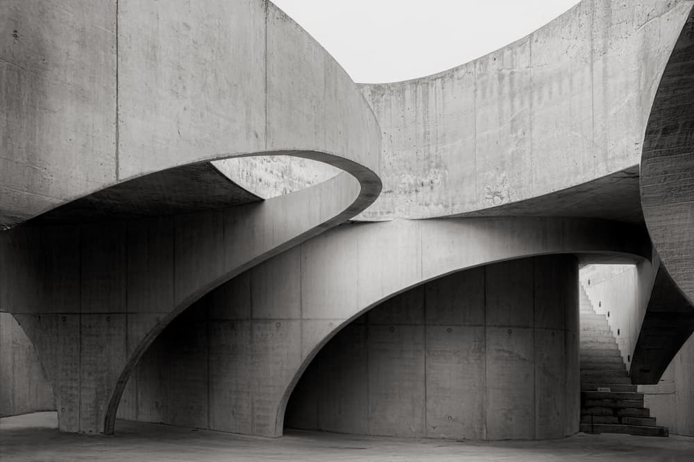 Brutalist Concrete Curves by Liliane Lathouwers — canvas wall art