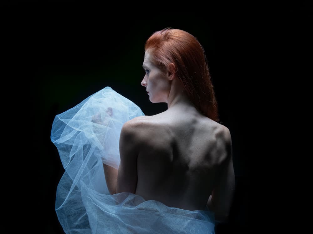 Redhead In Sheer Fabric by Sam SDFMedia — canvas wall art