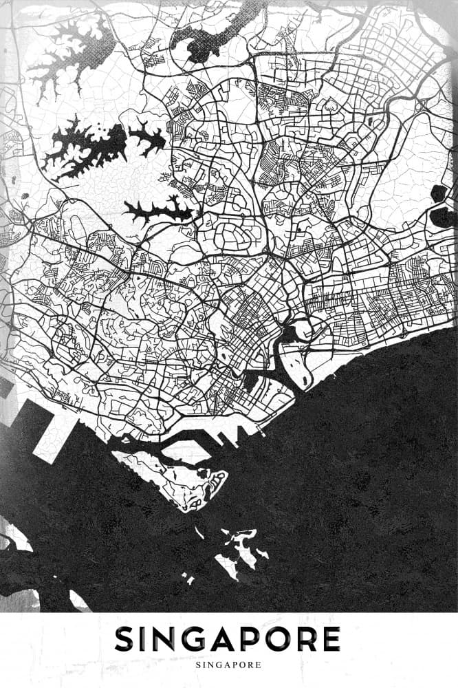 Singapore City Map by StudioSix — canvas wall art