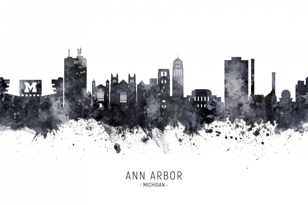 Ann Arbor Urban Skyline by Michael Tompsett — canvas wall art