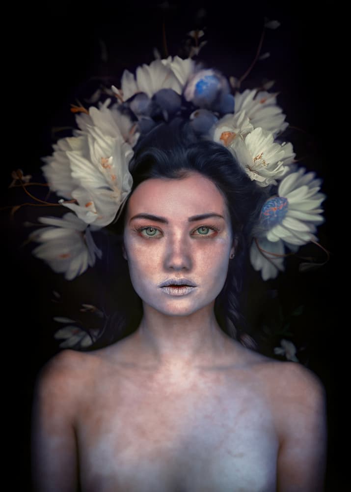 Ethereal Floral Portrait by Oren Hayman — canvas wall art
