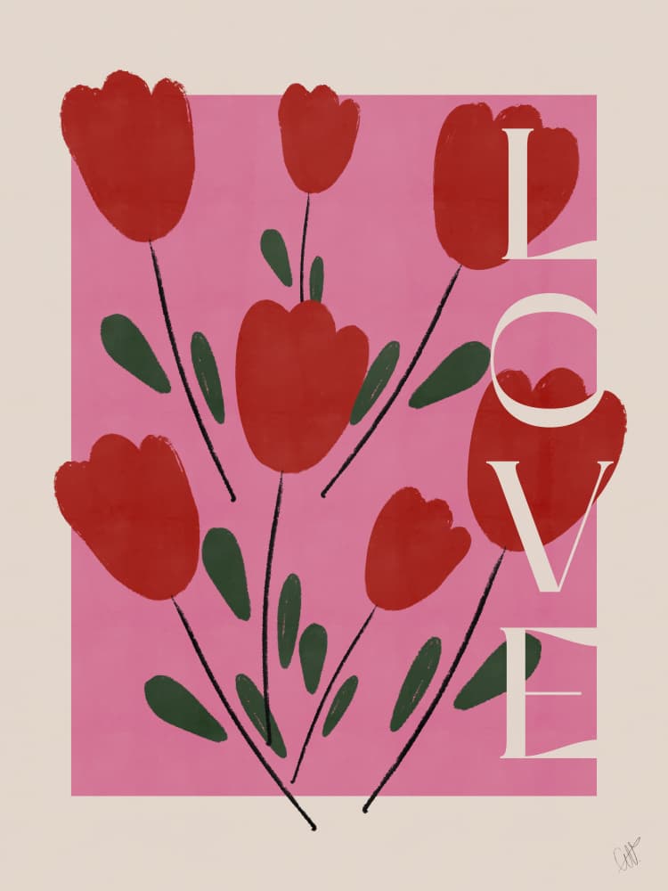 Love Blooms Pink by Anne-Marie Volfova — canvas wall art