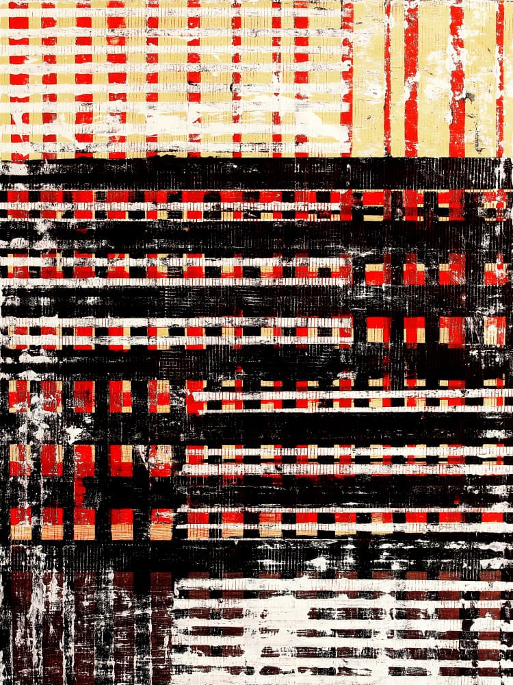 Red Black Geometric Grid by Petr Strnad — canvas wall art