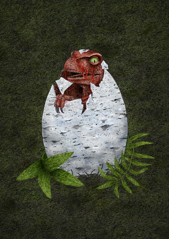 Baby Raptor Hatching by Martina Scott — canvas wall art