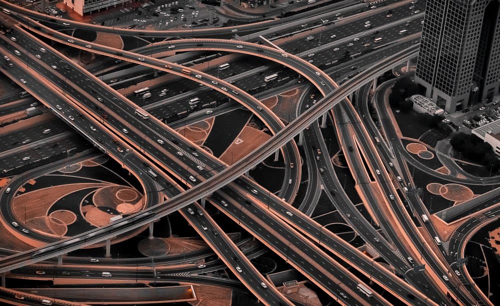 Intricate Urban Interchange by Klaus Tesching — canvas wall art