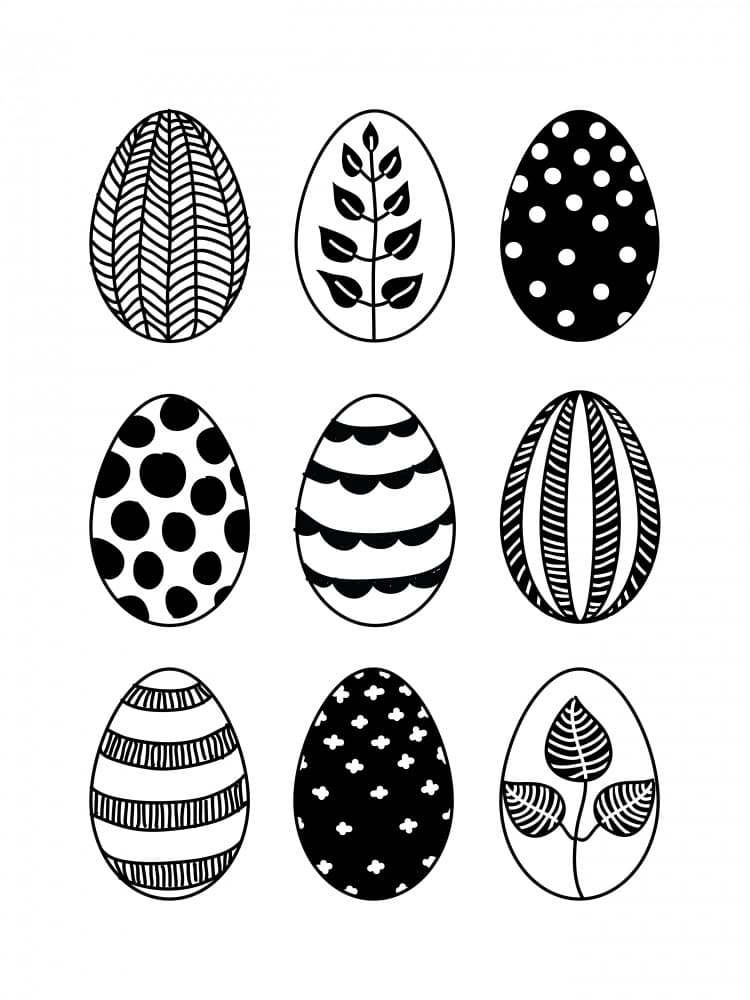Black and White Easter Eggs by Rosana Laiz Blursbyai — canvas wall art