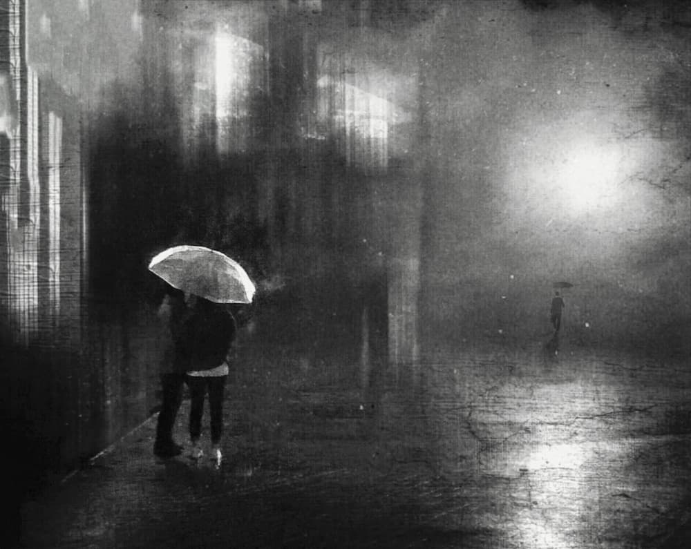Rainy City Romance by Lammakmak — canvas wall art