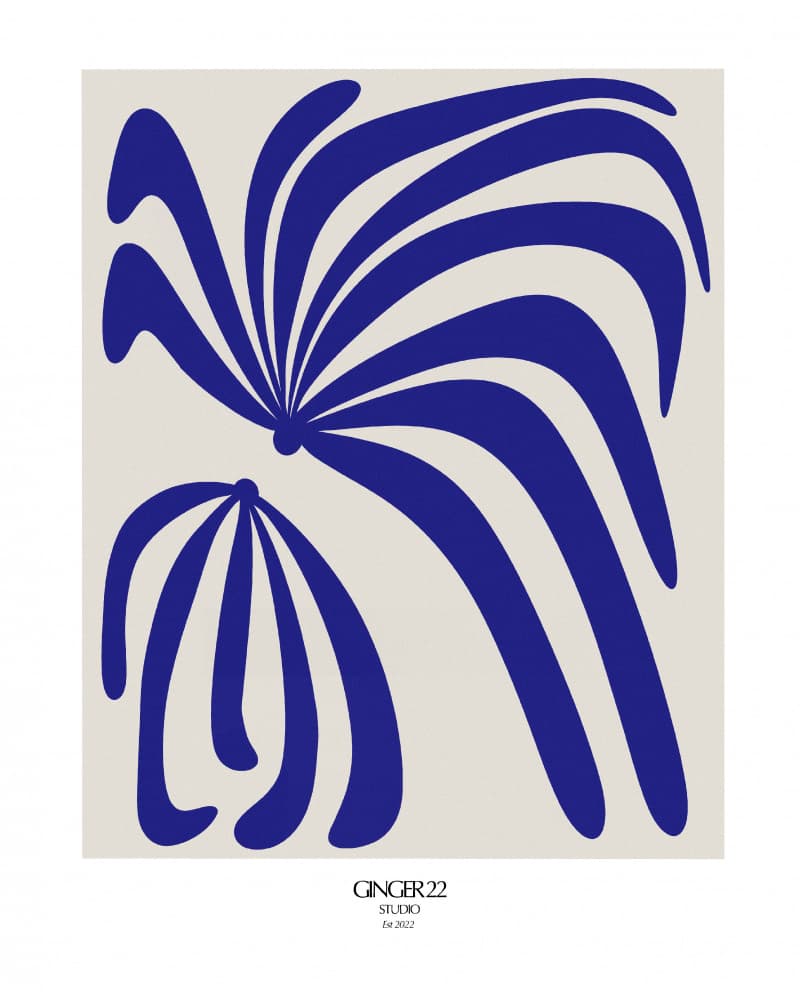 Flowing Blue Shapes by Giulia Mora — canvas wall art