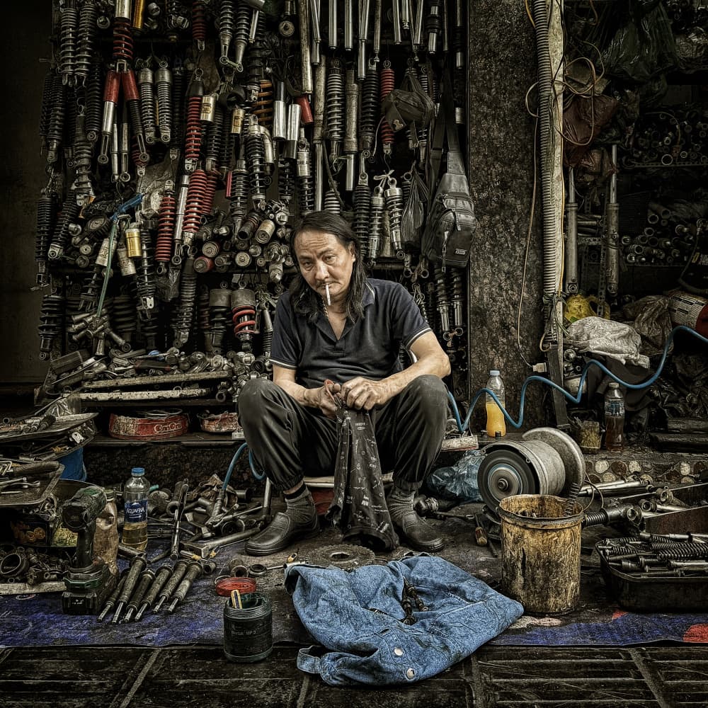 Urban Shop Mechanic by Pavol Stranak — canvas wall art