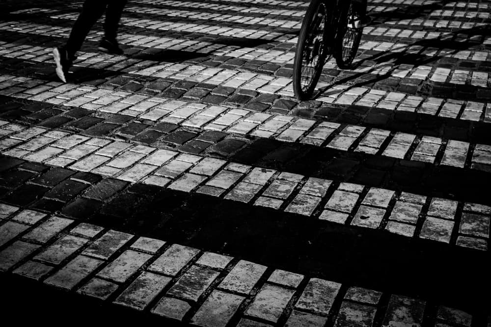 Crosswalk Shadows and Motion by Koji Morishige — canvas wall art