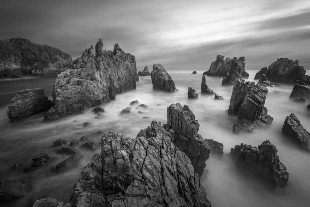Misty Sea Stacks by Prasad Malgaonkar — canvas wall art