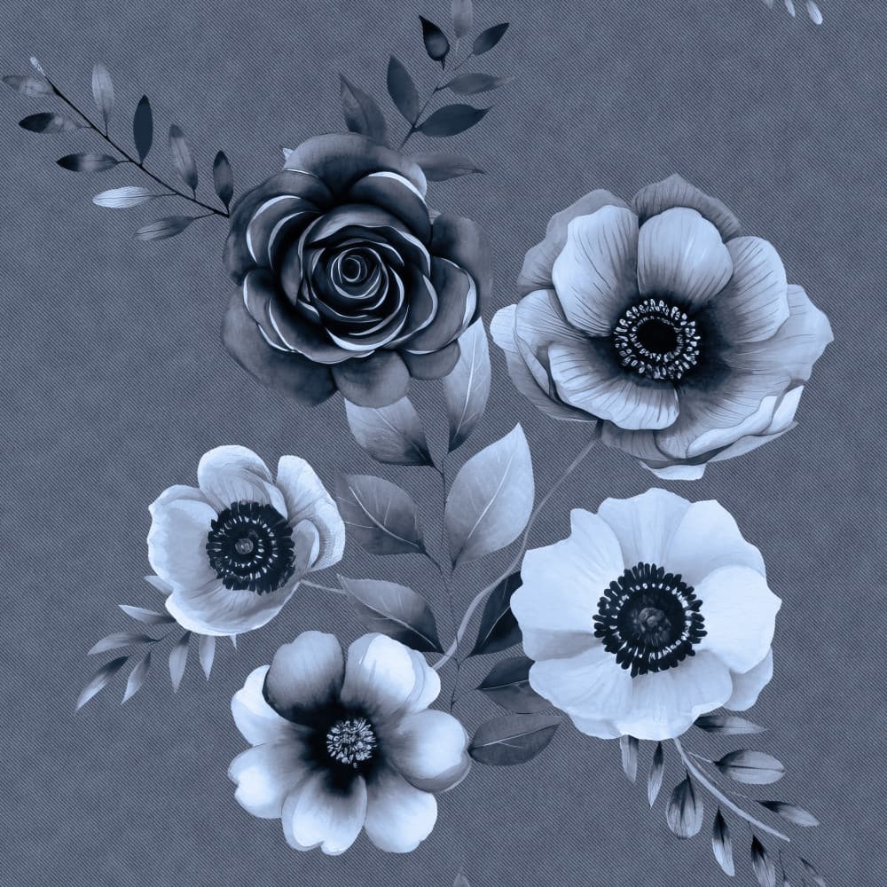 Elegant Indigo Flowers by Bilge Paksoylu — canvas wall art