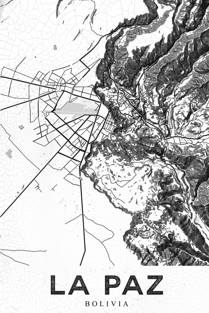 La Paz Bolivia Map by StudioSix — canvas wall art