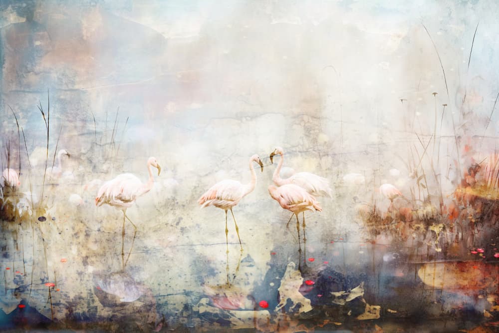 Dreamy Pink Flamingos by Rafal Kulik — canvas wall art