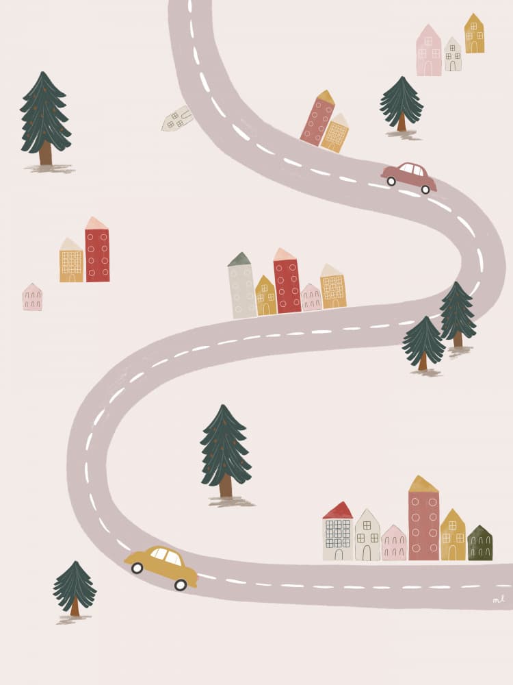 Pink Village by Menina Lisboa — canvas wall art