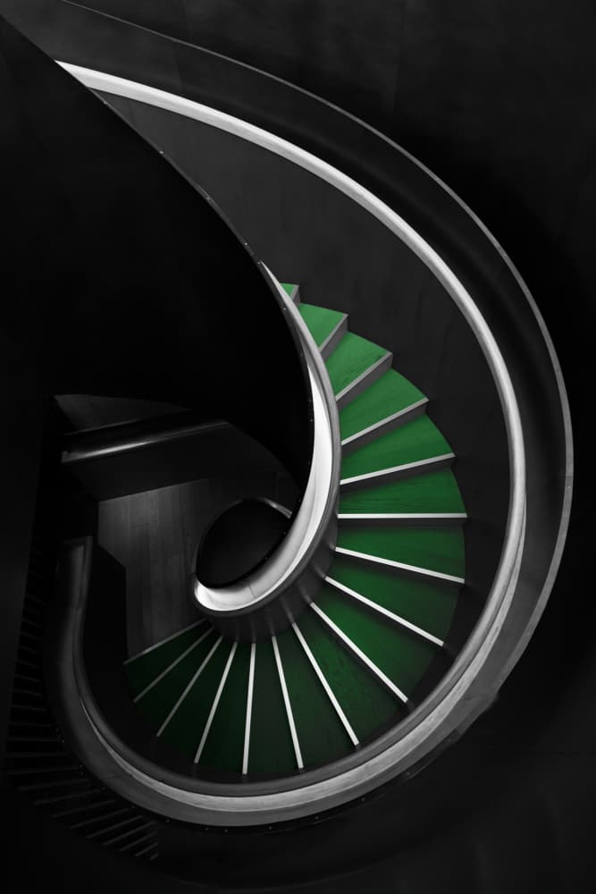 Green Spiral Ascent by konglingming — canvas wall art
