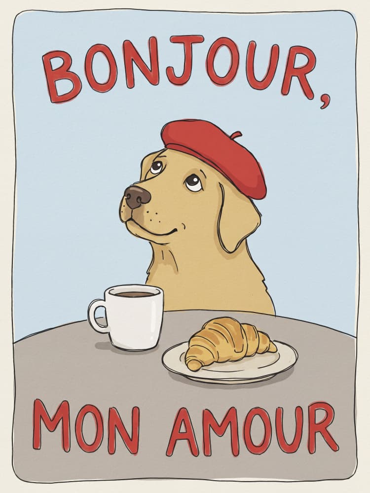 Bonjour Mon Amour Dog by Andreas Magnusson — canvas wall art