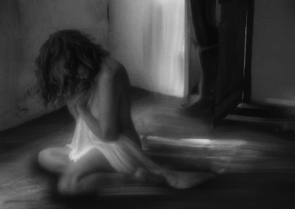 Vulnerable Woman in Shadows by Charlaine Gerber — canvas wall art