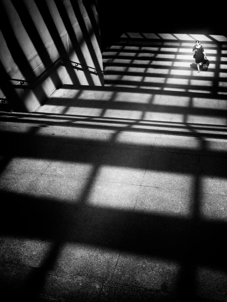 Woman On Shadowed Stairs by Laura Mexia — canvas wall art