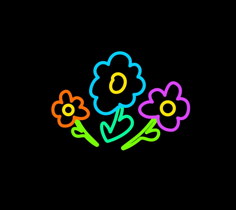 Bright Neon Blooms by Marika Barsrsind — canvas wall art