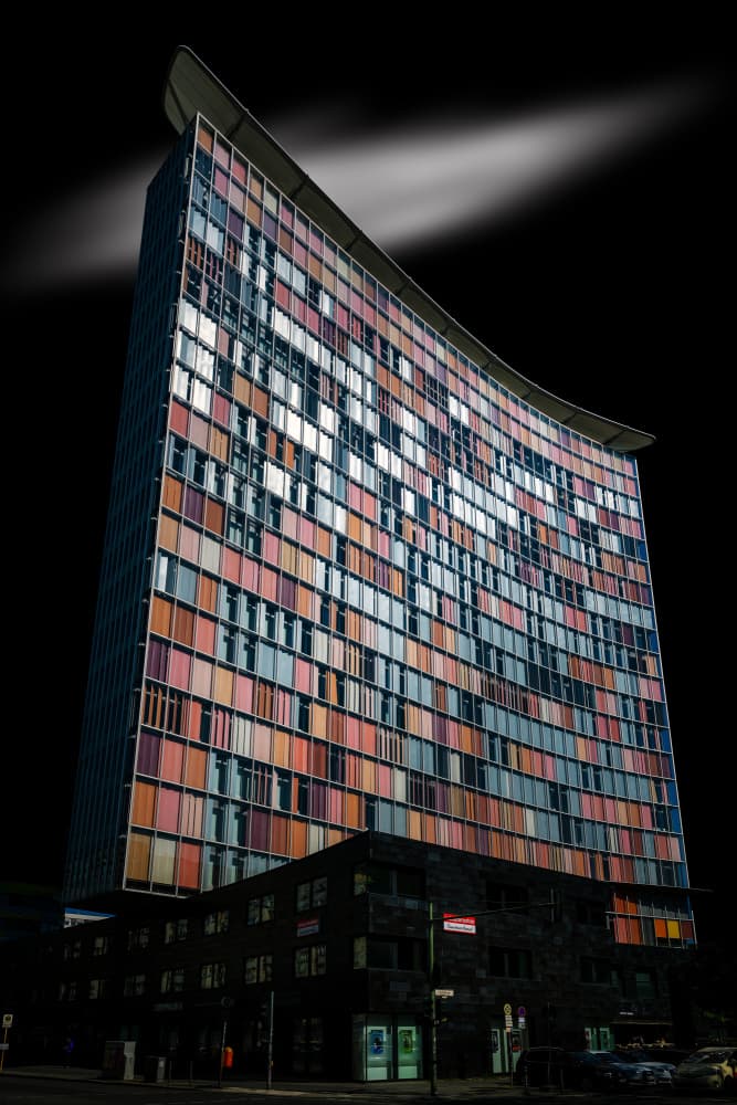 Vibrant City Building by Luigi Greco — canvas wall art