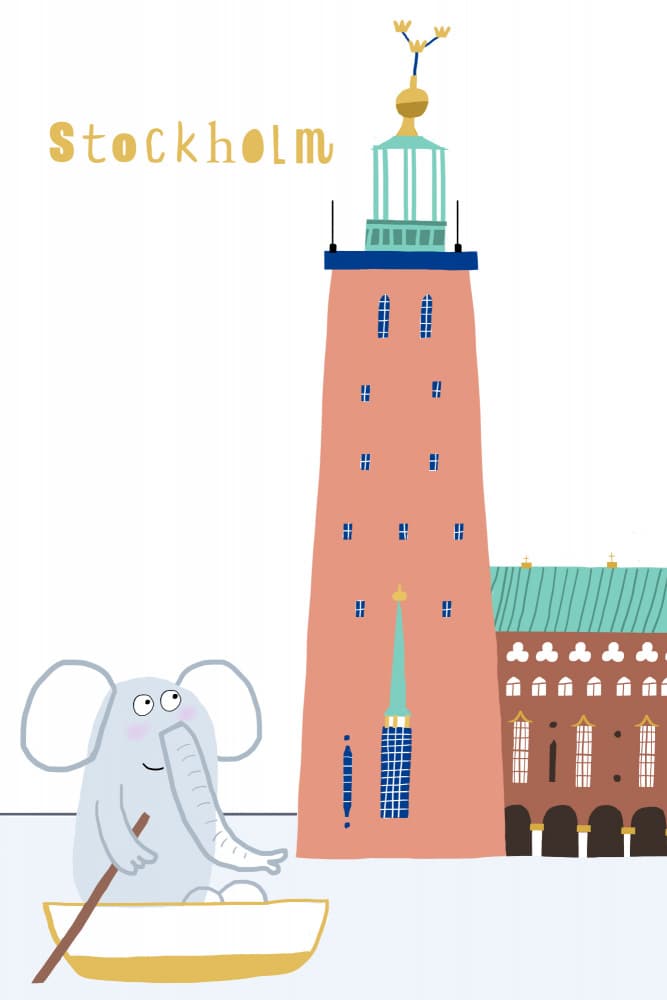 Stockholm Elephant Boating by Carla Daly — canvas wall art