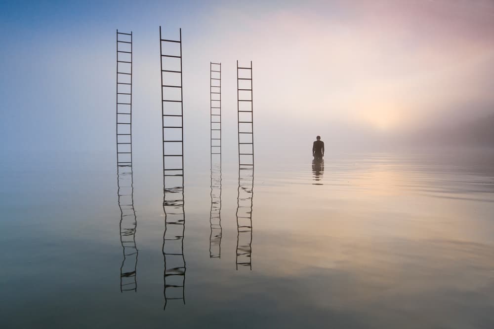 Misty Morning Ladders by Leszek Paradowski — canvas wall art
