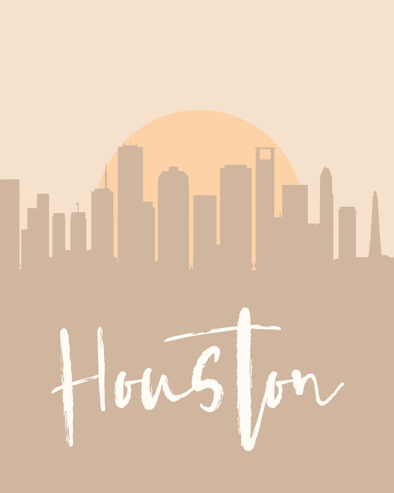 Houston Sunrise Skyline by Emiliano Deificus — canvas wall art