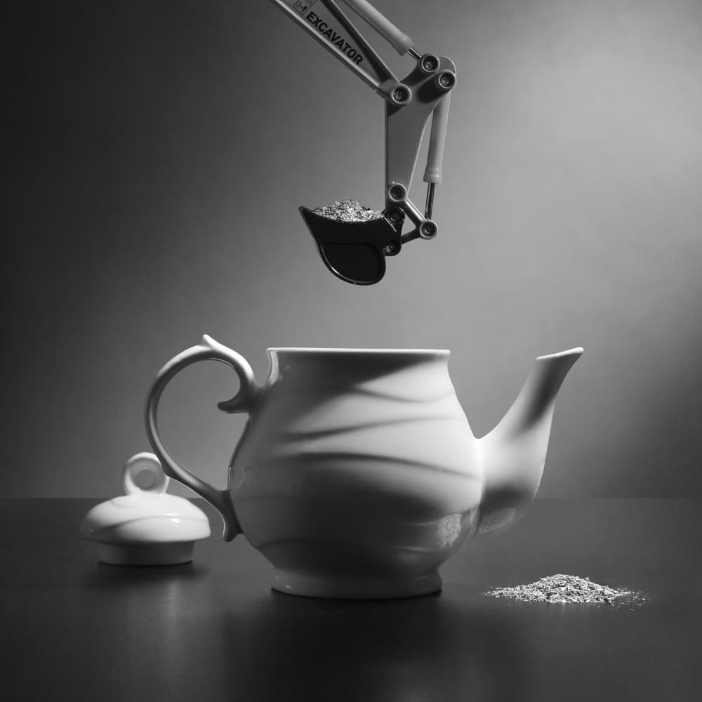 Excavator Tea Time by Victoria  Glinka — canvas wall art