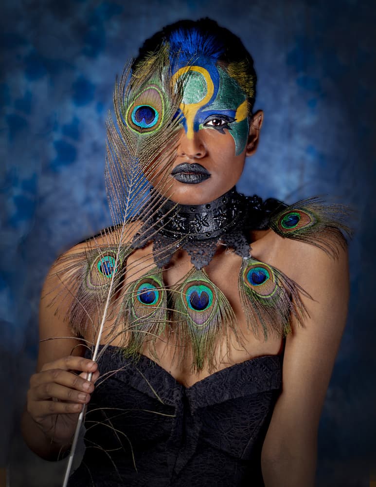 Dark Peacock Elegance by DEBASISH CHATTOPADHYAY — canvas wall art