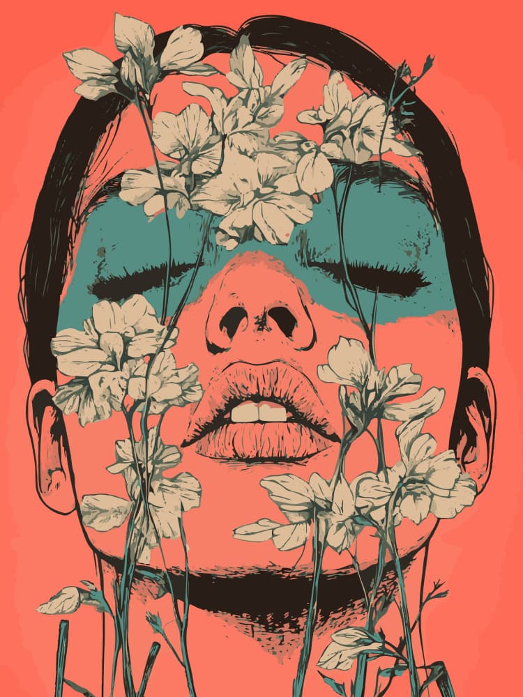Floral Woman Portrait by Layla Oz — canvas wall art