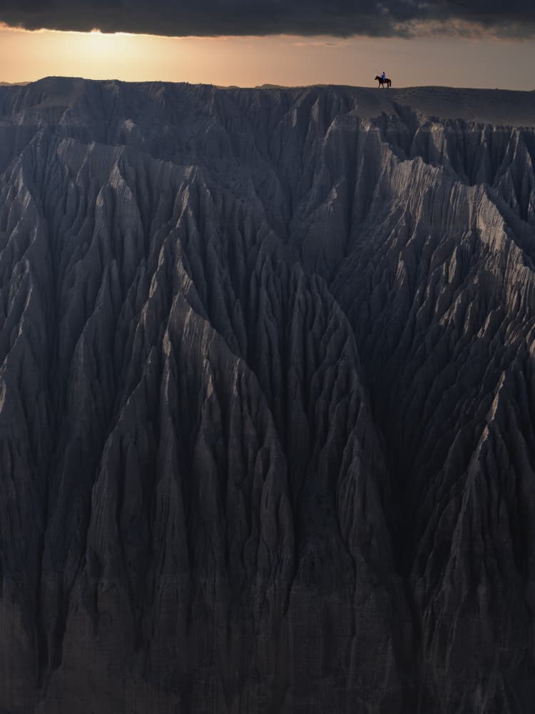 Lone Rider Canyon Sunset by Cai  ning — canvas wall art