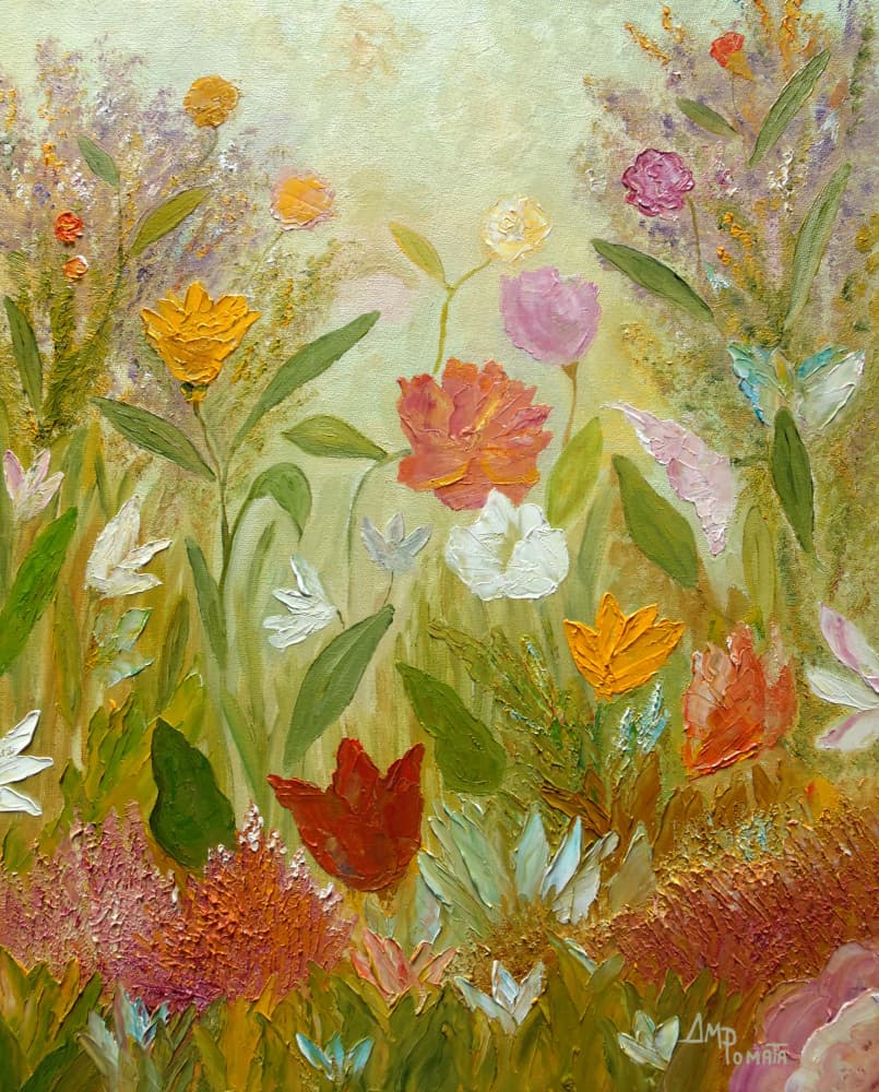 Vibrant Flower Garden by Angeles M. Pomata — canvas wall art