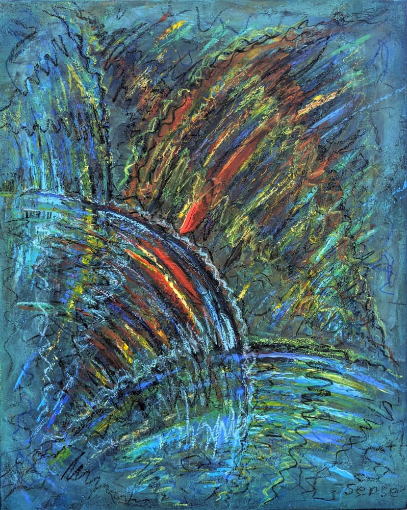 Vibrant Abstract Waterfall by Lena Kolambet — canvas wall art