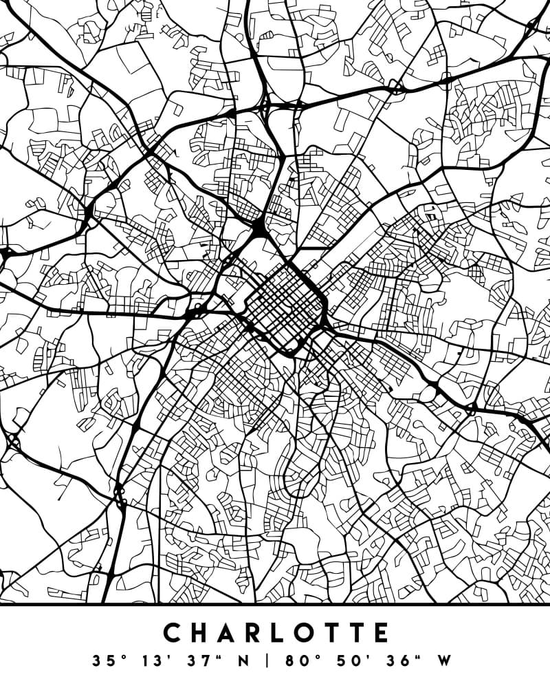 Charlotte City Map by Emiliano Deificus — canvas wall art