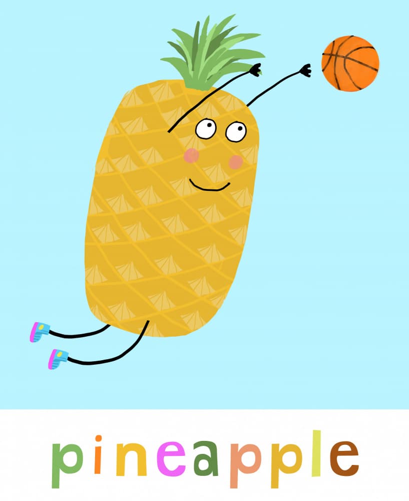 Playful Pineapple Basketball by Carla Daly — canvas wall art