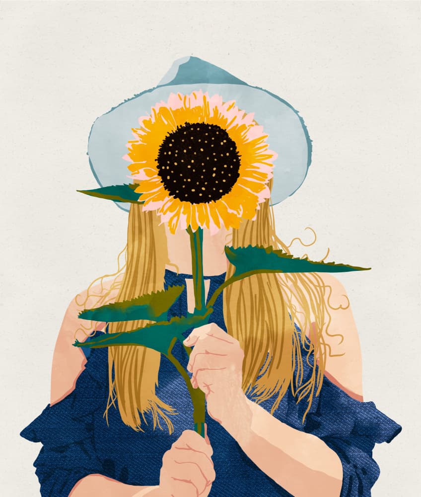 Summer Sunflower Girl by Uma Gokhale — canvas wall art