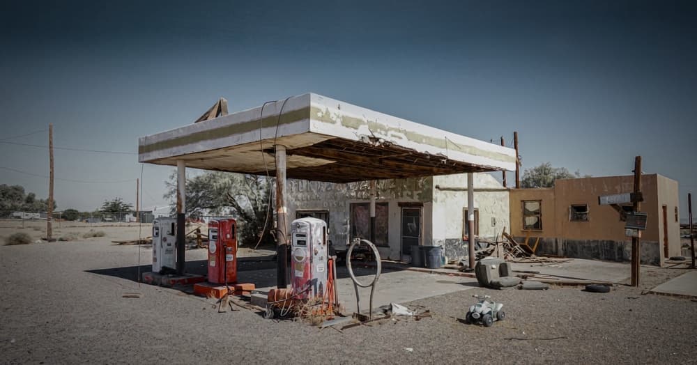 Abandoned Desert Gas Station by Michel Romaggi — canvas wall art
