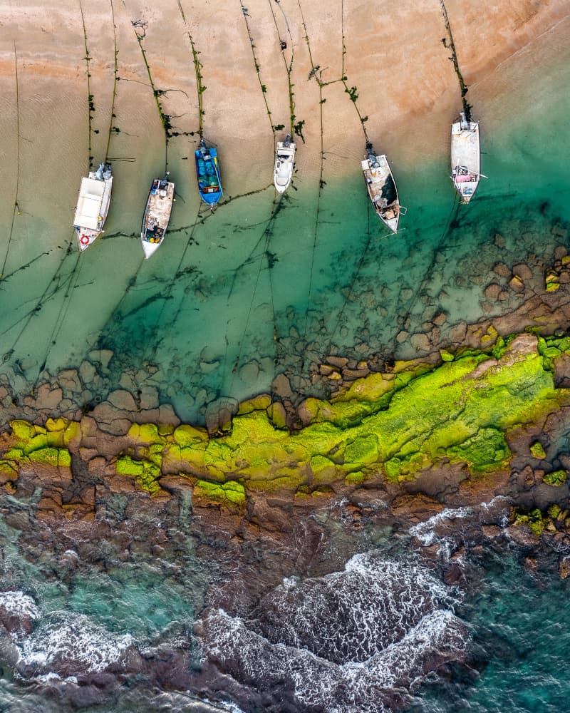 Vibrant Coastal Boats by Gilad Topaz — canvas wall art