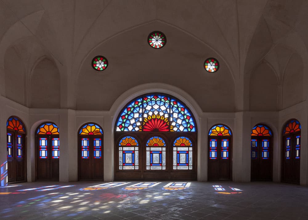 Sunlit Stained Glass Hall by Sara shafigh — canvas wall art