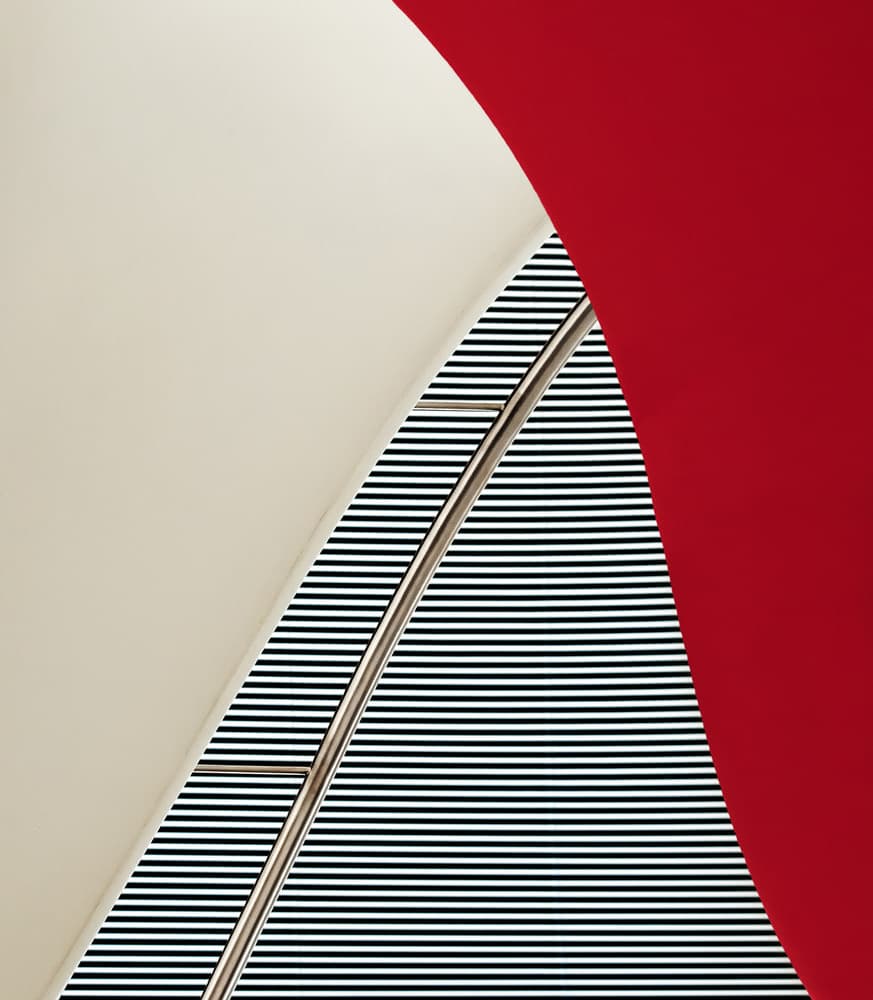 Abstract Red Striped Curves by Tomasz Buczkowski ( Tomush ) — canvas wall art