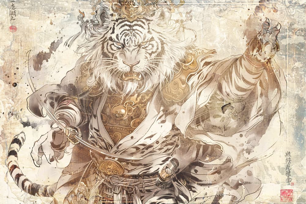 White Tiger Warrior by Rafal Kulik — canvas wall art
